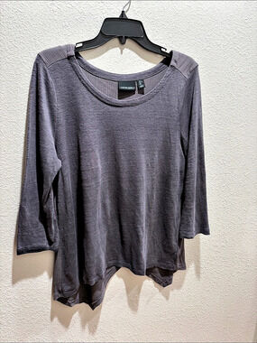 Long Sleeve Gray Tunic with fashionable hemline, asymmetrical and stylish.